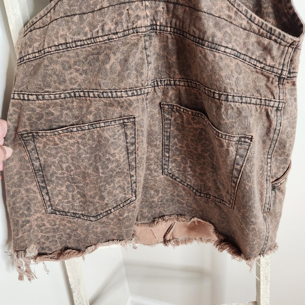 Free People womens size 4 animal print overall jumper distressed dress - Picture 9 of 9